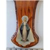 Image 4 : Christian Religious Clock with Wooden Cross Body and Religious Iconography Untested As-Is
