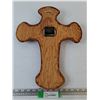 Image 5 : Christian Religious Clock with Wooden Cross Body and Religious Iconography Untested As-Is