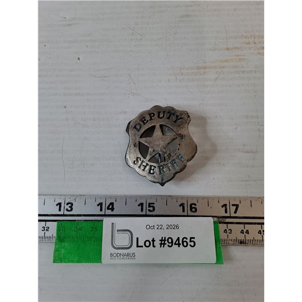 Metal Old West-Style Replica Deputy Sheriff Badge As-Is