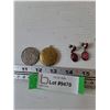 Image 1 : Pair of Earrings, Metal Locket with "More Than My Own Life" French Inscription, Australian 50p Coin