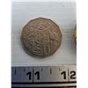 Image 9 : Pair of Earrings, Metal Locket with "More Than My Own Life" French Inscription, Australian 50p Coin