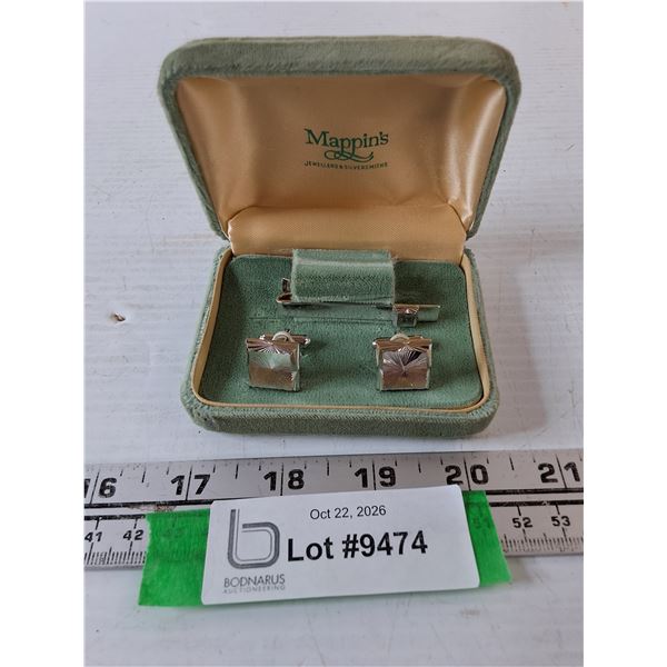 Mappin's Pair of Metal Cufflinks and Tie Clip in Box