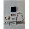 Image 1 : Small Jeffrey Watch Untested, (2) Globe Earrings, (1) Charm Wristband, Circular Jeweled Bauble