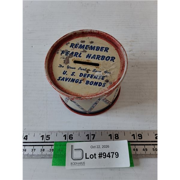 Remember Pearl Harbor WW2 Savings Bonds Donation Tin As-Is