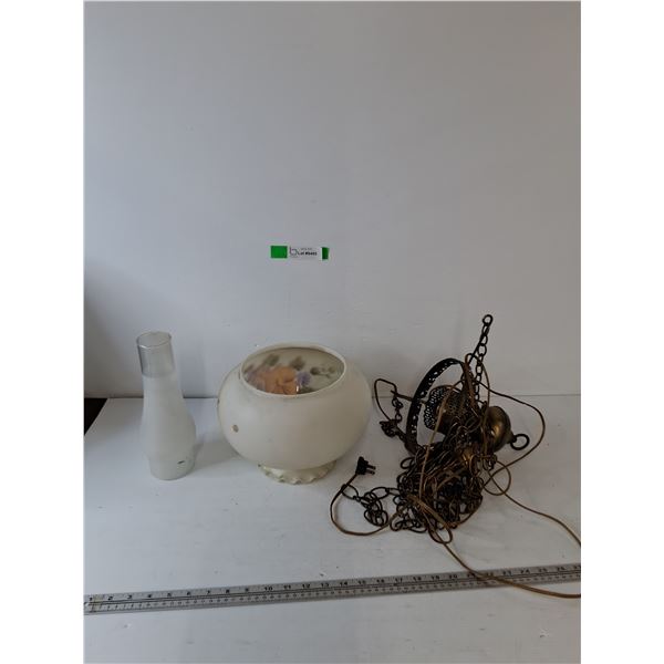 Kerosene Lamp Chimney, Hanging Ceiling Lamp Cover and Fixture Untested As-Is