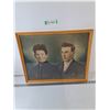 Image 1 : Framed Drawn Picture of Man & Woman, March 1898 21 1/4" x 17 1/4"