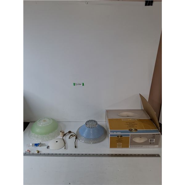 (2) Glass Hanging Light Covers, Mounting Supplies and Box