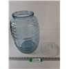 Image 1 : Glass Barrel Ribbed Pickle Honey Jar