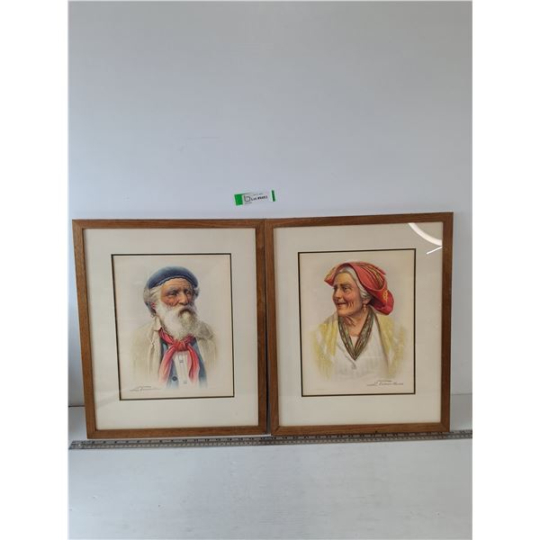 (2) Painting Prints, Elderly Man & Woman Gainsborough Galleries, 16 1/4  x 19 3/4 