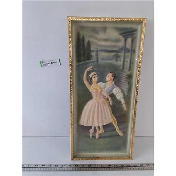 Framed Artwork of Couple Doing Ballet, 9 3/4  x 20 1/2 