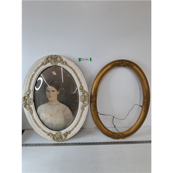 Framed Photo of Woman, Oval Picture Frame, 18 1/2  x 24 1/2  and 17 1/4  x 23 1/4 