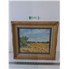 Image 1 : Framed Painting Titled "Harvest Fields in Saskatchewan Park Lands" 17" x 15"
