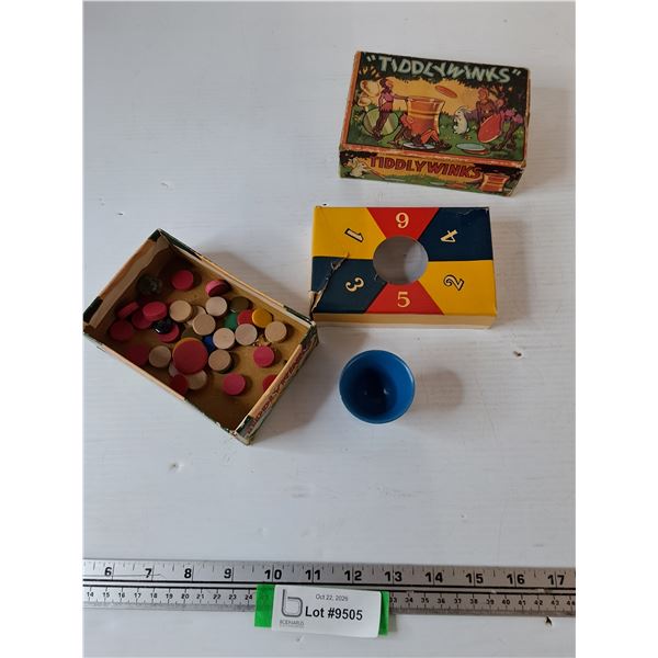 Tiddlywinks Game with Cup, Ball, Playing Pieces, and Box