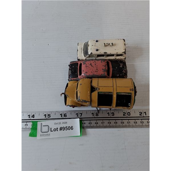 (3) Metal Cars, (2) Dinky Toys 1:43, (1) Siku 1:64, All As-Is,