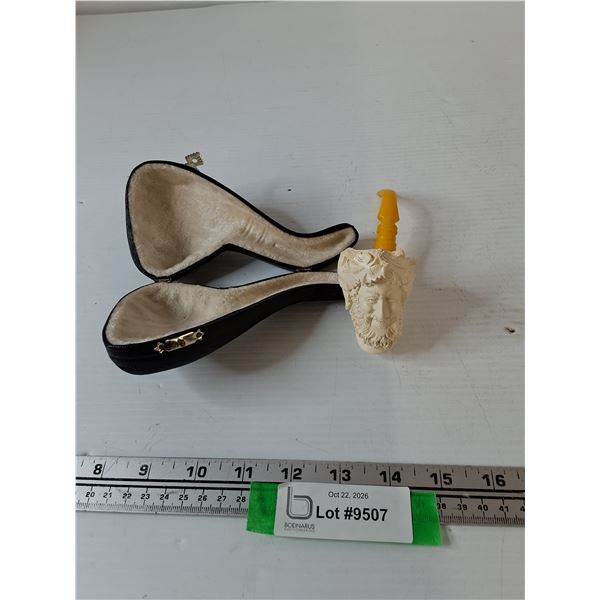 Hand Carved Turkish Smoking Pipe with Storage Case