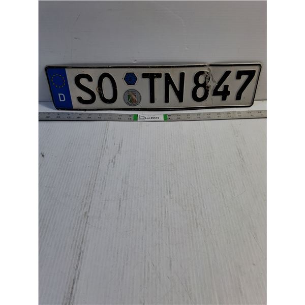 German Euro-Style License Plate with EU Blue Strip