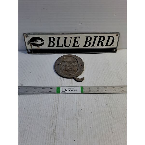 Metal  BlueBird  Bus Line Emblem,Cast Metal Plate from Qualheim Inc. Wisconsin
