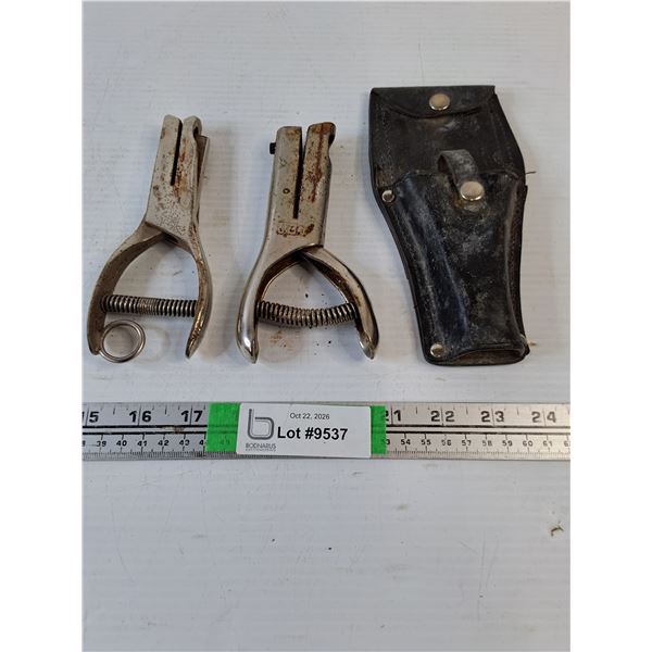 (2) Vintage Transit Ticket Punchers-One Includes Leather Holster