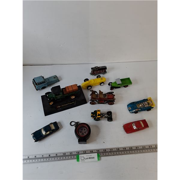 Assorted Scale Model Toy Cars and Trucks by Corgi, Matchbox, Mattel, Dinky Toys, Model TT Statue
