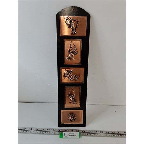 Metal Animals of Africa Busts Wall Art, Elephant, Gazelle, Lion, Rhino, Antelope