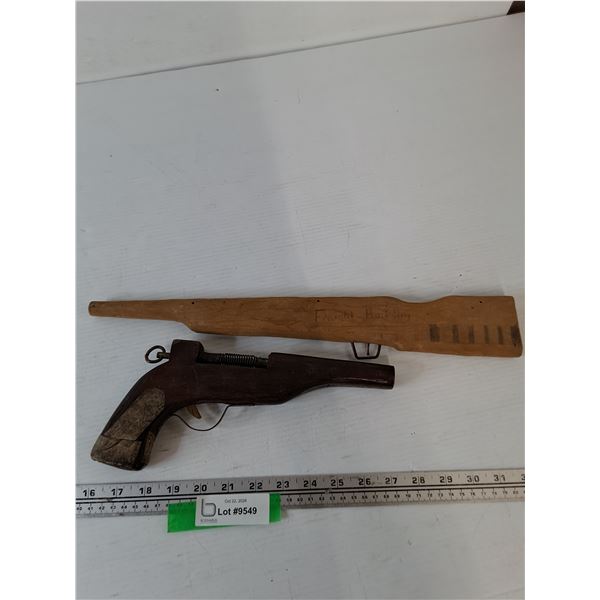 (2) Handmade Wooden Toy Guns Cannot Fire As-Is