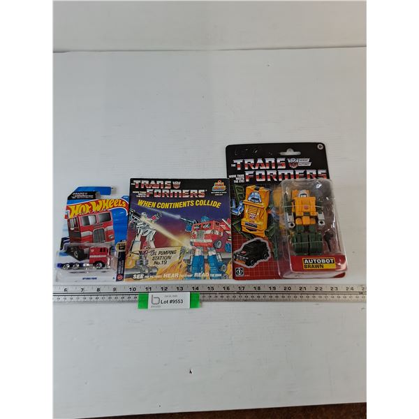 Hot Wheels Transformers Optimus Prime, Autobot Brawn Action Figure, Transformers Book