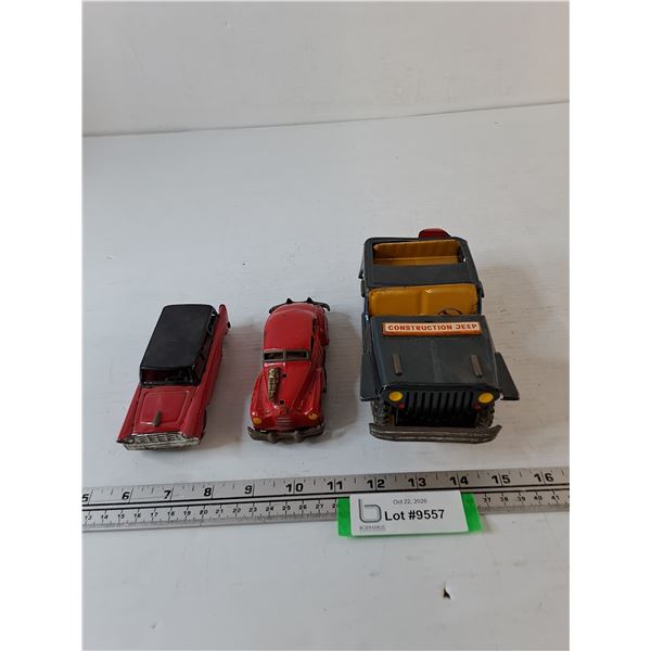 (3) Pressed Steel Toy Cars, Jeep, Station Wagon, All As-Is
