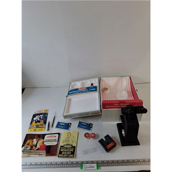 Skilcraft 750 Power Binocular Microscope Vintage Play Set for 10-14, with Accessories, Incomplete