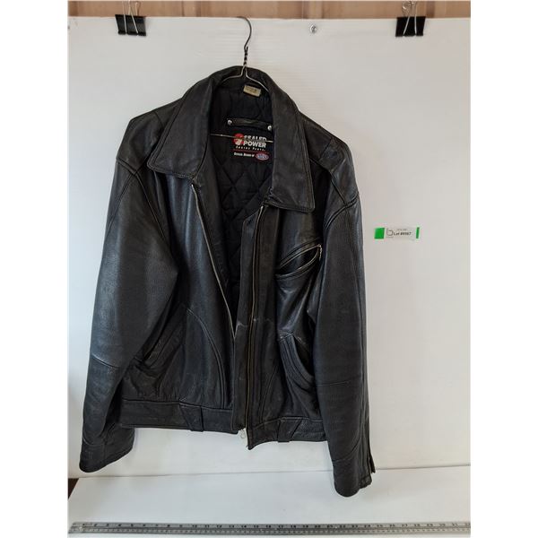 Adult Size XL Sealed Power 50th Anniversary NHRA Black Leather Jacket