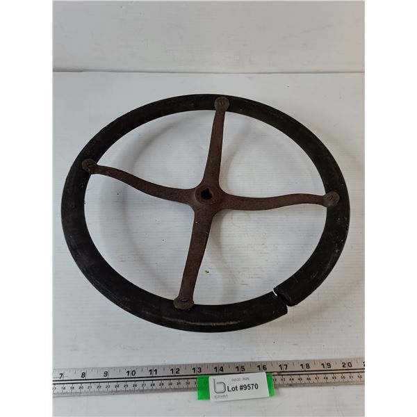 Early 20th Century Steering Wheel With Large Crack As-Is