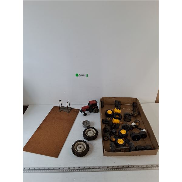 Archboard Clipboard and Tractor Toy, Assorted Toy Wheels and Tires All As-Is