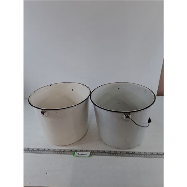 (2) Metal Enamel Buckets As-Is