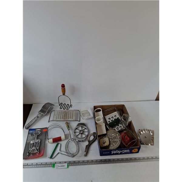 Flint-Wing Corkscrew, Grater, Brother, Nutcracker, Potato Peeler, Assorted Kitchenware