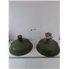 Image 1 : (2) Vintage Industrial Metal Enamel Saucer Lamp Light Fixtures Untested As-Is