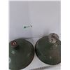 Image 2 : (2) Vintage Industrial Metal Enamel Saucer Lamp Light Fixtures Untested As-Is