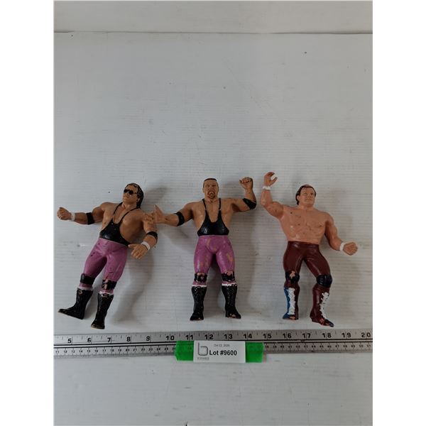 1987 WWF Wrestling Superstars Rubber Action Figures, Bret Hart, Jim Neidhart, Greg Valentine