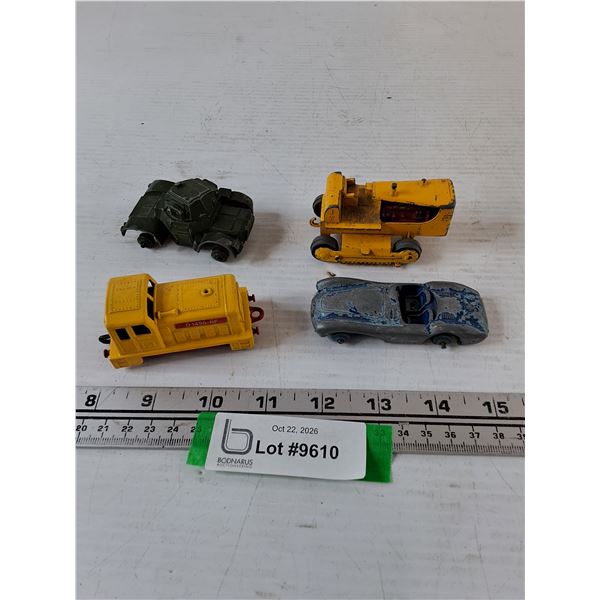 (4) Toy Vehicles, Matchbox, Lesley, Dinky Toys, Armored Vehicle, Aston Martin, Diesel Shunter