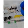 Image 3 : Assorted Plastic Farming/Ranching Animals and Props, Porcelain Horse Sculpture, (4) Small Wheels