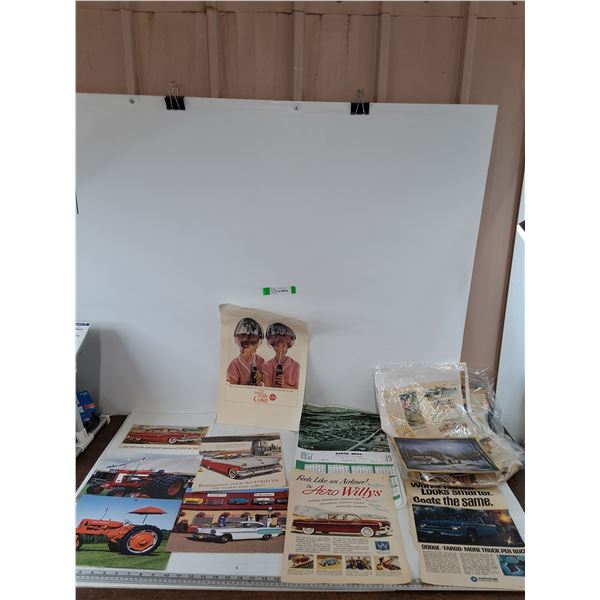 Assorted Printed, Photocopied & Real Tractor and Car Ads, Pictures, Misc