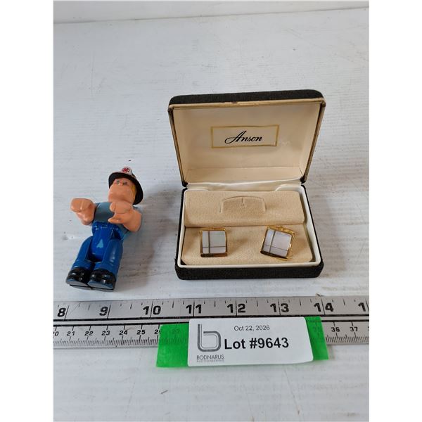 Fisher-Price Husky Helpers Fireman Action Figure and Anson Cufflinks
