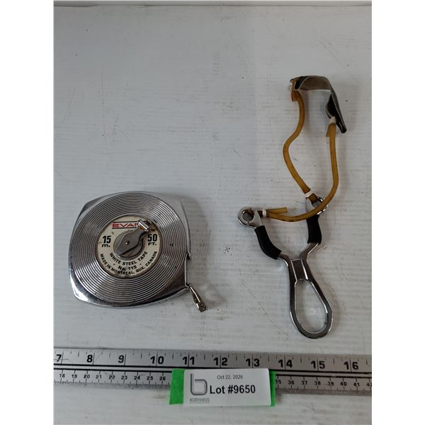 Small Slingshot and 50' Evans White Steel Tape Measure