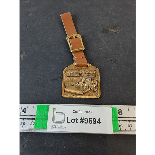 Michigan Tractor Shovel/Wheel Loader Brass Pocket Watch Fob