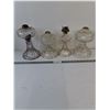 Image 1 : (4) Antique Clear Glass Oil Lamps-no chimneys