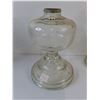 Image 4 : (4) Antique Clear Glass Oil Lamps-no chimneys