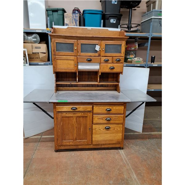 *Vintage Wooden Hoosier Kitchen Cabinet On Wheeels 72 x26 x72  ( cannot ship)