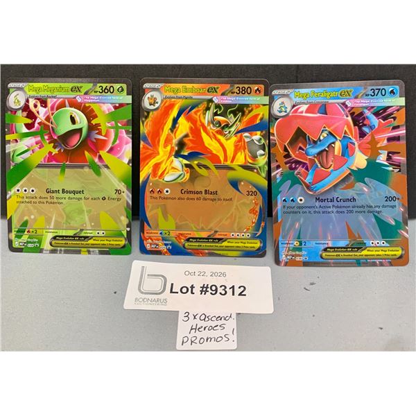 (3) Pokemon - Ascended Heroes EX 3-Card Shiny Holo PROMO Card Set Mint Authentic