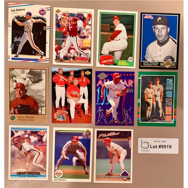 (11) MLB Baseball - Lot of Len Dykstra (Other Players) Cards NRMINT - MINT Authentic