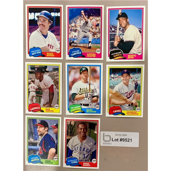 (8) MLB Baseball - Lot of MLB Legends: Boggs; Hunter; Ernie Banks; ETC Cards NRMINT - MINT Authentic