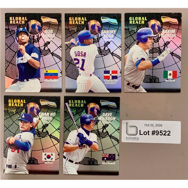 (5) MLB Baseball - Lot of Global Reach Rare Foil Cards NRMINT - MINT Authentic