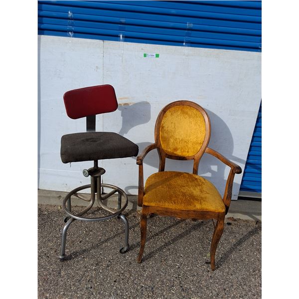 ~Cushioned Dining Chair (38" Tall) - Rolling Swivel Chair (41" Tall) - As Is, Pickup Only